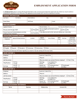 Bread Farm Application Form